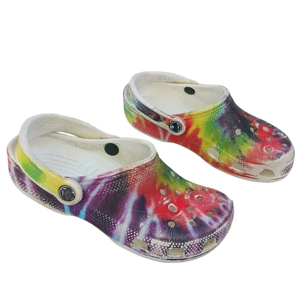 CROCSā Womens Sz 6 Tie Dye Clogs Slip On Shoes Mens Sz 4 Beach Bohemian Boho